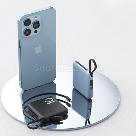 禮品訂造迷你自帶線移動電源紀念品