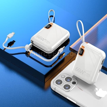 禮品訂造便攜式自帶線手提快充移動電源紀念品