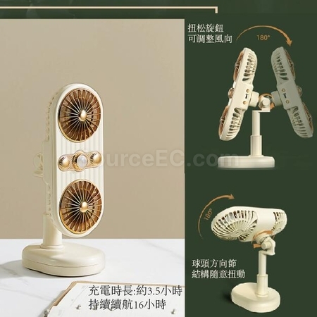 禮品訂造迷你雙頭帶夾子360°旋轉風扇紀念品