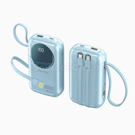禮品訂造自帶線快充行動電源紀念品