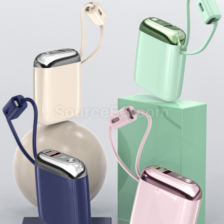 禮品訂造迷你行動電源快充自帶掛線紀念品