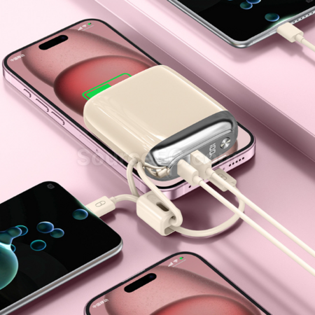 禮品訂造迷你行動電源快充自帶掛線紀念品