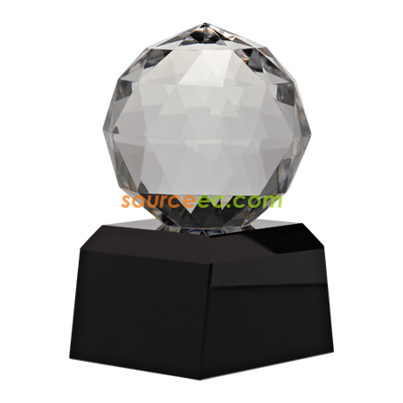 禮品訂造球狀黑座水晶獎杯紀念品