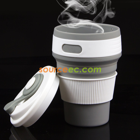 禮品訂造350ML 多功能折疊矽膠水杯紀念品