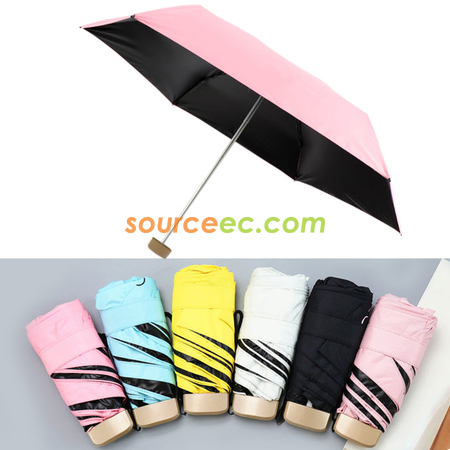 禮品訂造五摺折疊黑膠迷你雨傘紀念品