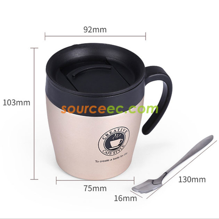 禮品訂造330ML 不銹鋼帶手柄保溫杯商務辦公保溫杯咖啡杯紀念品
