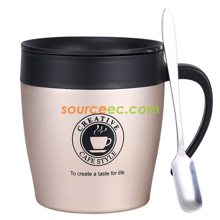 禮品訂造330ML 不銹鋼帶手柄保溫杯商務辦公保溫杯咖啡杯紀念品