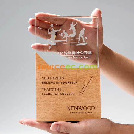 禮品訂造創意櫸木獎杯 實木水晶獎杯定制木質底座公司比賽高檔年會獎杯紀念品