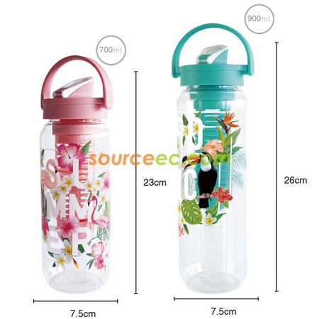 禮品訂造塑膠水杯隨手杯tritan水杯戶外運動水杯創意火烈鳥夏季水杯紀念品
