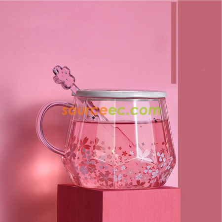 禮品訂造鑽石櫻花玻璃杯紀念品