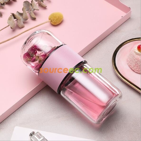 禮品訂造雙層泡茶玻璃杯紀念品