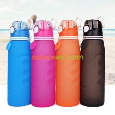 禮品訂造大容量矽膠折疊水樽1000ML紀念品