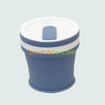 禮品訂造350ML 折疊矽膠咖啡杯紀念品