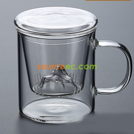 禮品訂造帶蓋雙層玻璃杯紀念品