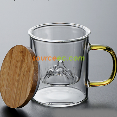 禮品訂造帶蓋雙層玻璃杯紀念品