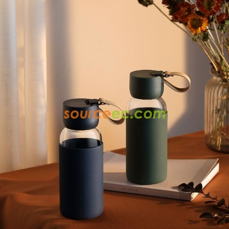 禮品訂造400ML玻璃杯矽膠防燙水杯紀念品