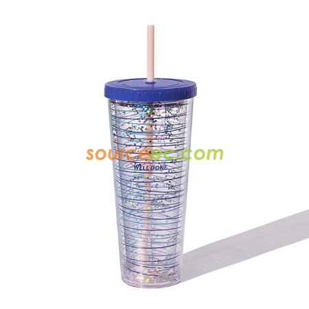禮品訂造720ML塑膠吸管杯紀念品