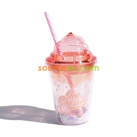 禮品訂造380ML塑膠吸管杯紀念品