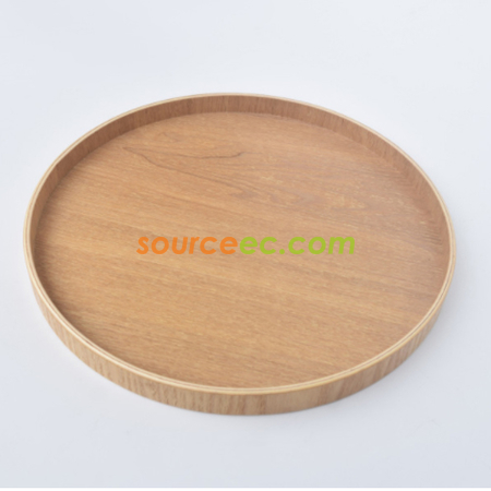禮品訂造簡約圓形木托盤紀念品