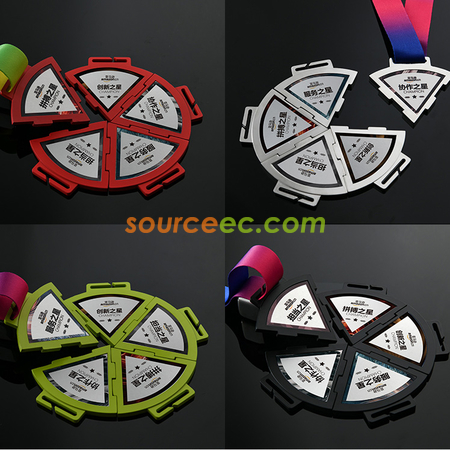 禮品訂造金屬獎牌創意新款組合掛牌五合一團隊活動比賽拼接獎牌紀念品