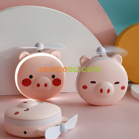 禮品訂造豬豬美妝鏡風扇紀念品