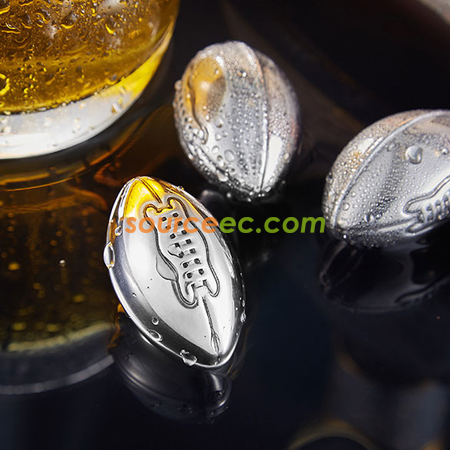 304不銹鋼創意異形橄欖球冰酒石金屬冰塊飲料冰凍冷凍石