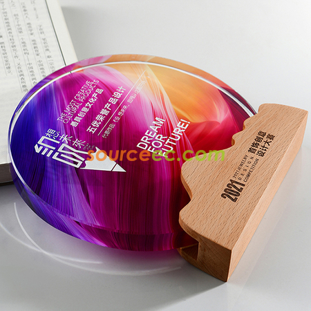 禮品訂造木水晶獎座紀念品