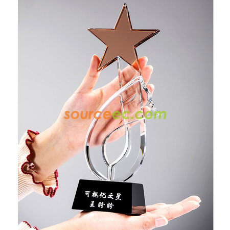 禮品訂造星星水晶獎座紀念品