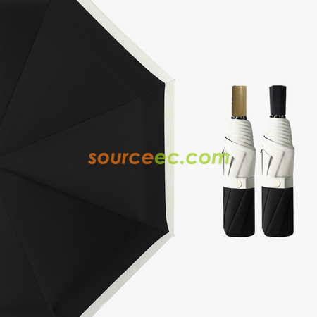 禮品訂造黑膠雙色拼接手動管折叠傘紀念品