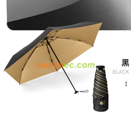 禮品訂造五摺6骨金膠拇指傘防曬遮陽太陽傘迷你口袋傘紀念品