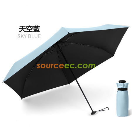 禮品訂造五摺6骨金膠拇指傘防曬遮陽太陽傘迷你口袋傘紀念品