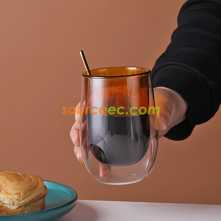 禮品訂造雙層彩色耐熱玻璃杯紀念品