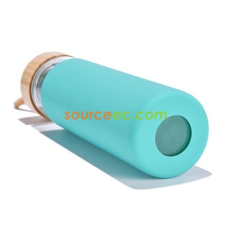 禮品訂造隔熱竹蓋玻璃樽紀念品