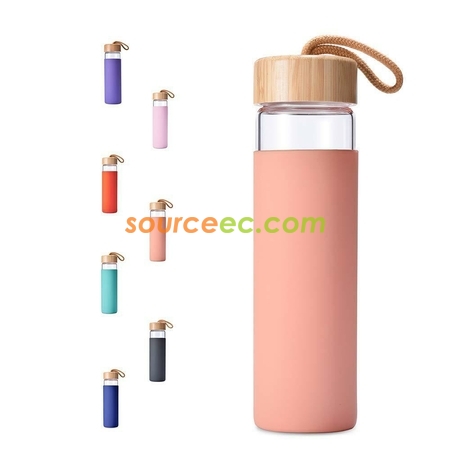 禮品訂造隔熱竹蓋玻璃樽紀念品