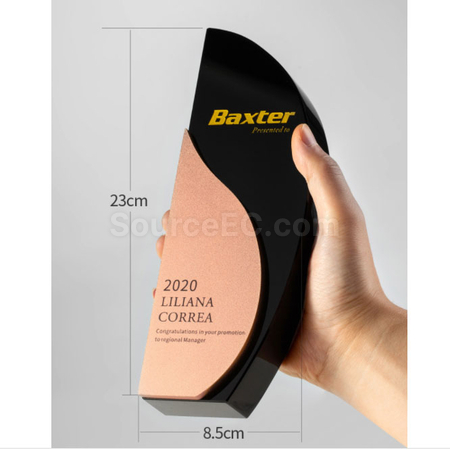 禮品訂造金屬黑水晶獎座紀念品