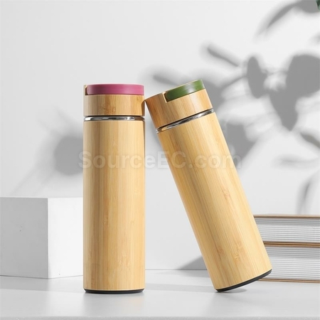 禮品訂造手提蓋竹殼保溫杯紀念品