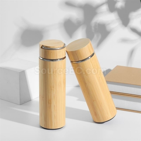 禮品訂造手提蓋竹殼保溫杯紀念品