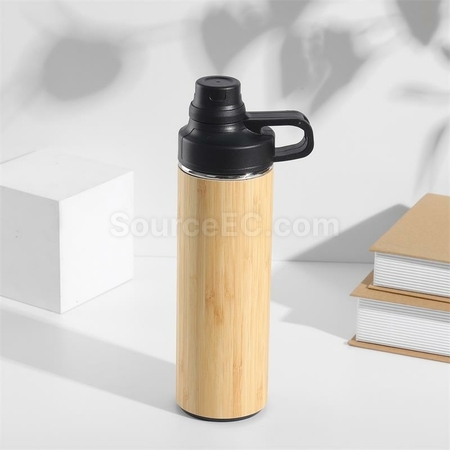 禮品訂造手提蓋竹殼保溫杯紀念品