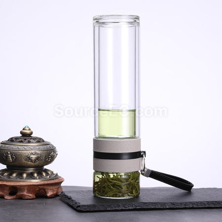 禮品訂造便攜式茶水分離玻璃杯紀念品