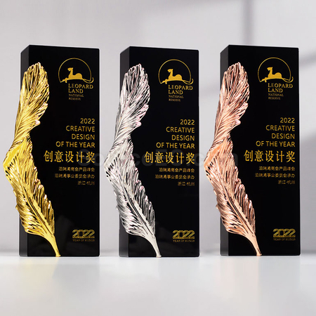 禮品訂造羽毛水晶獎盃紀念品