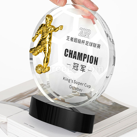 禮品訂造足球水晶獎座紀念品