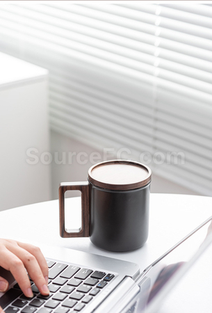 禮品訂造帶蓋木柄陶瓷杯紀念品