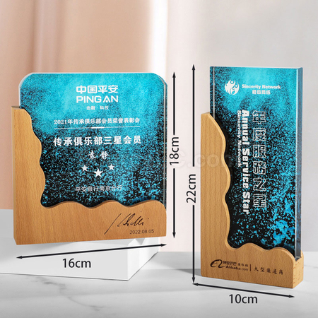 禮品訂造木質水晶獎座紀念品