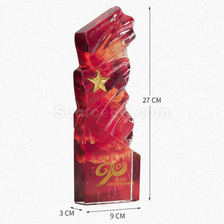 禮品訂造不規則水紋星星水晶獎座紀念品