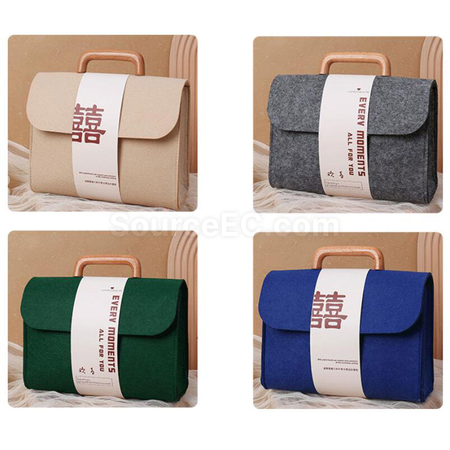 禮品訂造木柄毛氈手挽袋紀念品