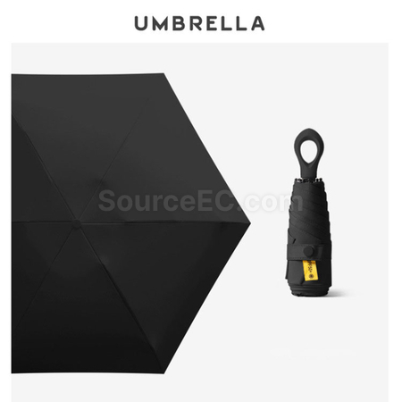 禮品訂造指環柄五摺黑膠雨傘紀念品