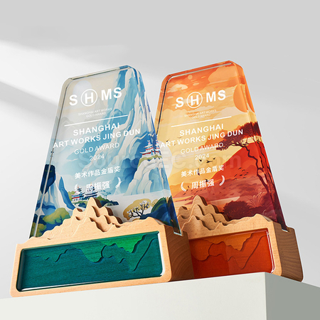 禮品訂造水晶實木獎座紀念品