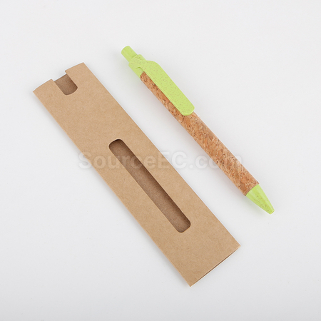 禮品訂造小麥秸稈軟木按壓筆紀念品