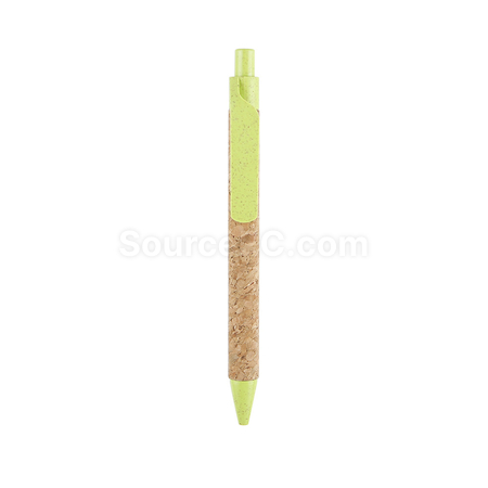 禮品訂造小麥秸稈軟木按壓筆紀念品