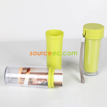 禮品訂造350ML環保雙層隨身杯帶掛繩紀念品